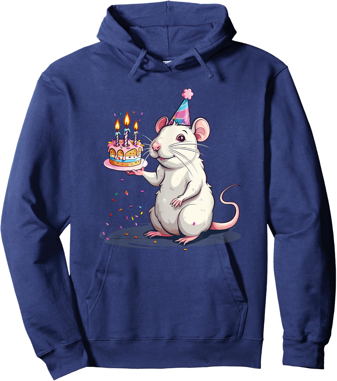 Happy Birthday Rat with B-Day Cake Costume Hoodie - Hoodie | Navy