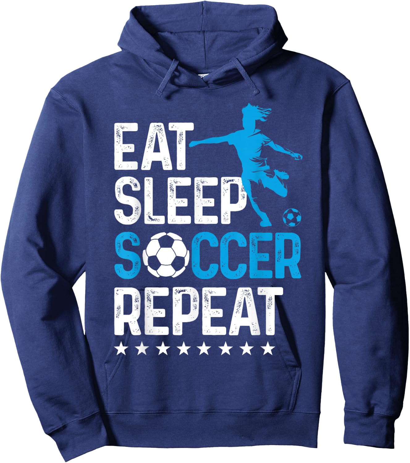Eat Sleep Soccer Repeat, Teen Girls Kids Women Hoodie - Hoodie | Navy