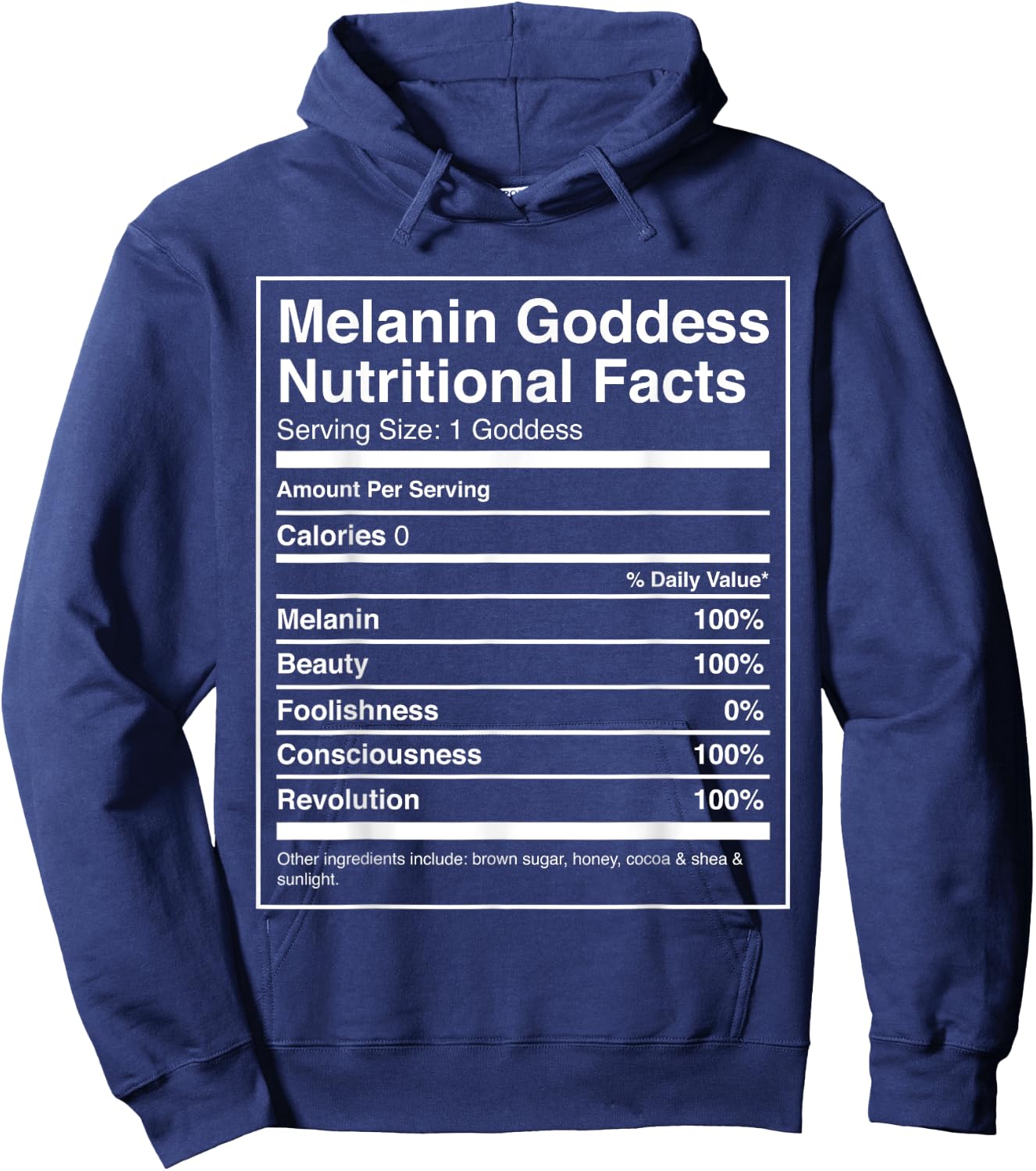 Queen Melanin Goddess Nutritional Facts Hoodie - Hoodie | Navy