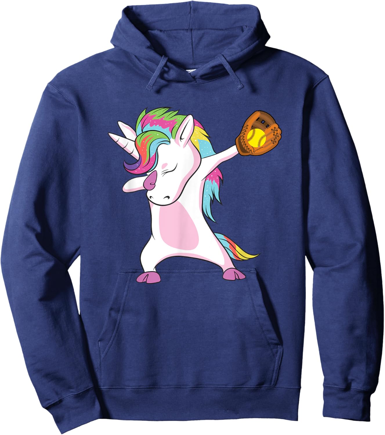 Softball Player Dabbing Unicorn Hoodie - Hoodie | Navy