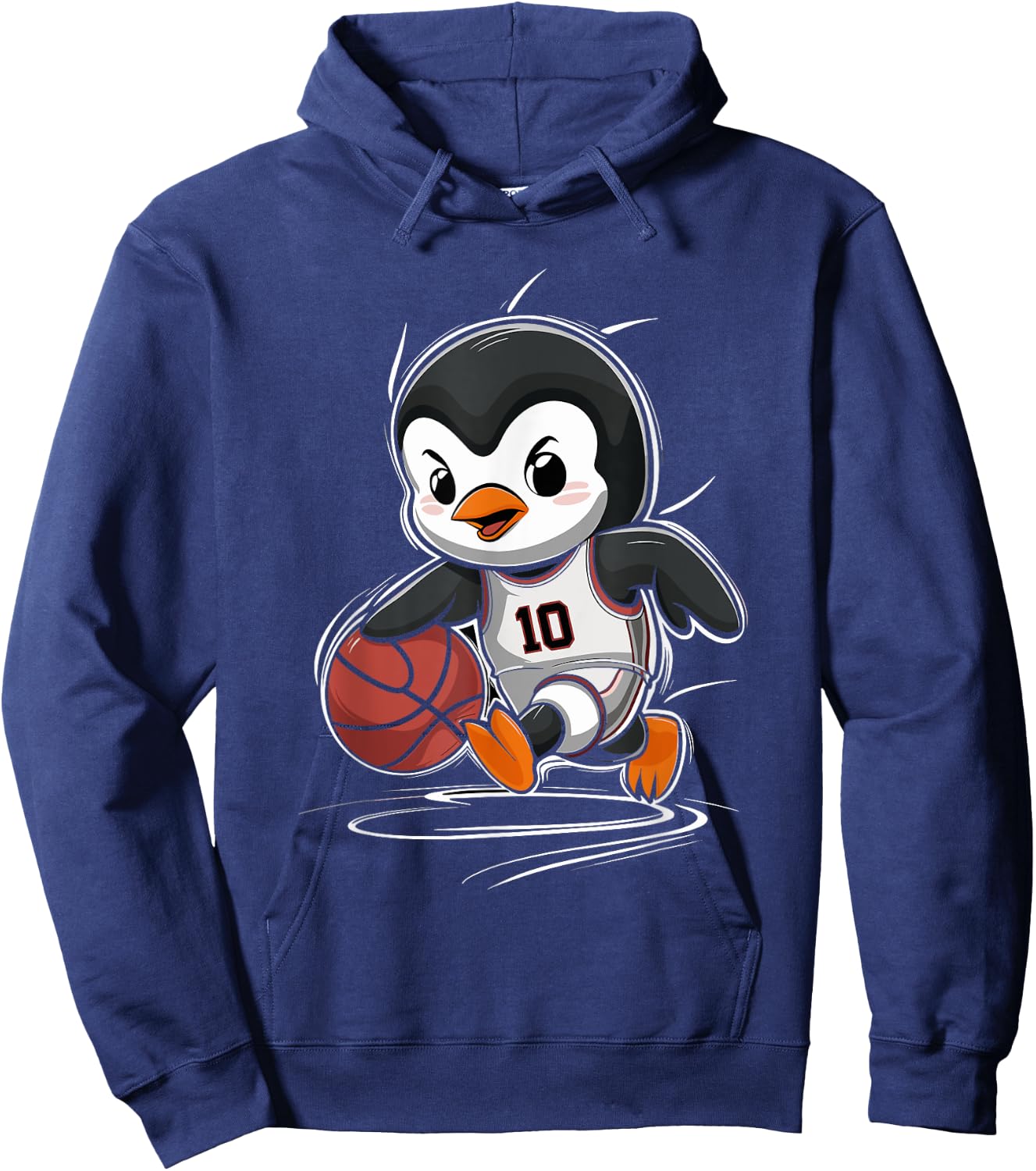 Cute Penguin Playing Basketball Hoodie - Hoodie | Navy