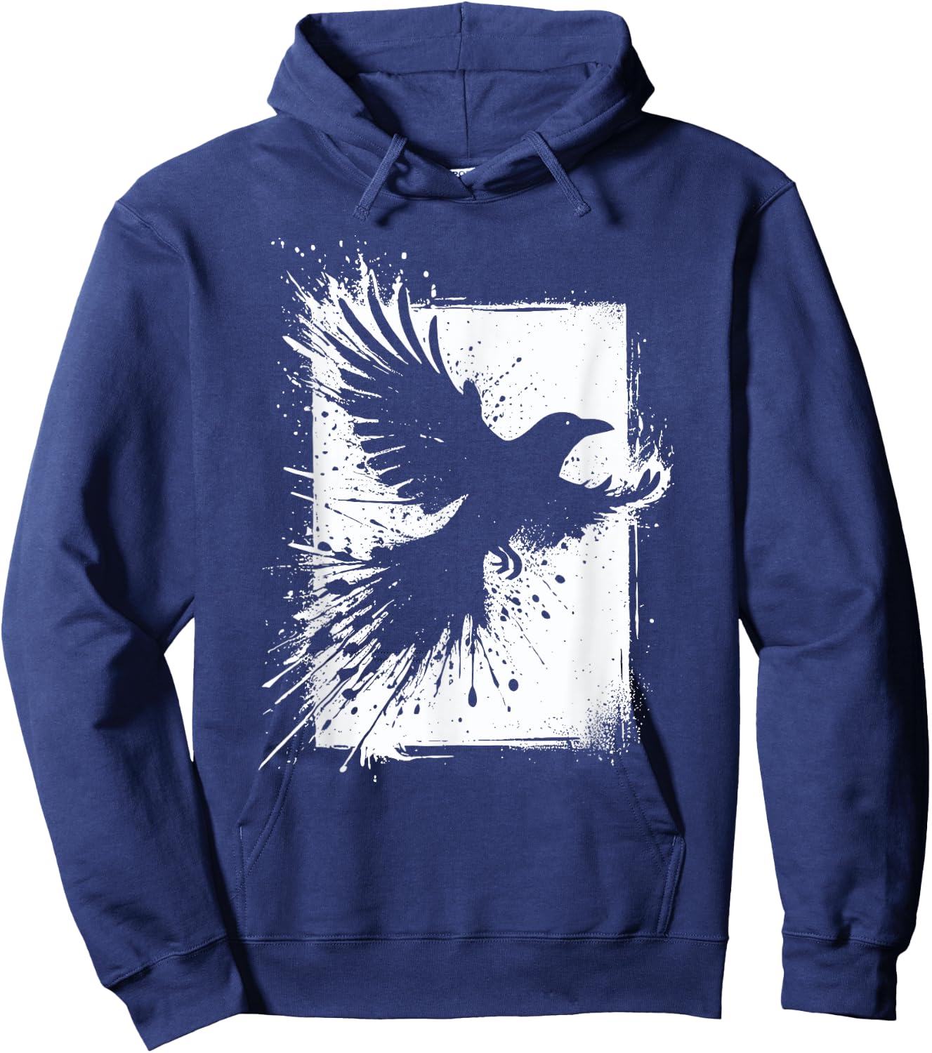 Black Crow Raven Bird Silhouette Splash Hoodie - Hoodie | Navy