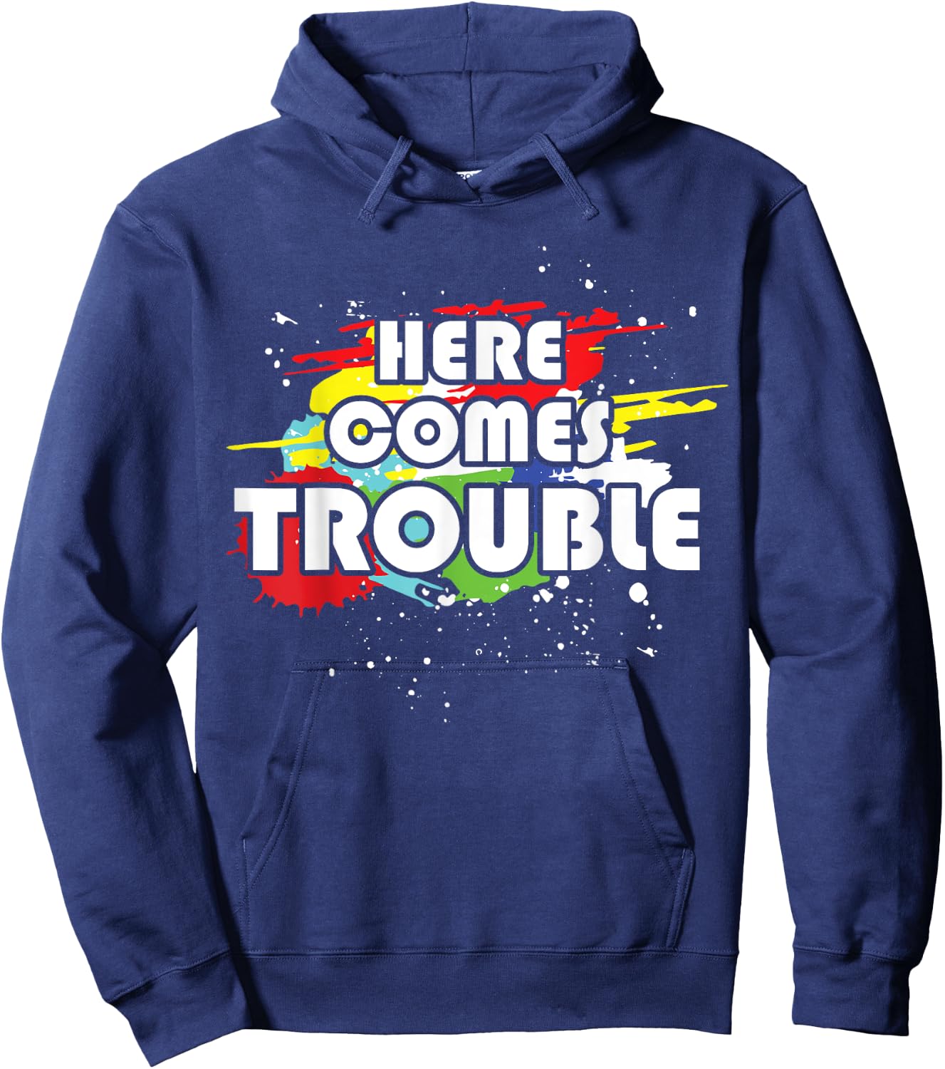 Double Sided Here Comes Trouble Funny Kids Hoodie - Hoodie | Navy