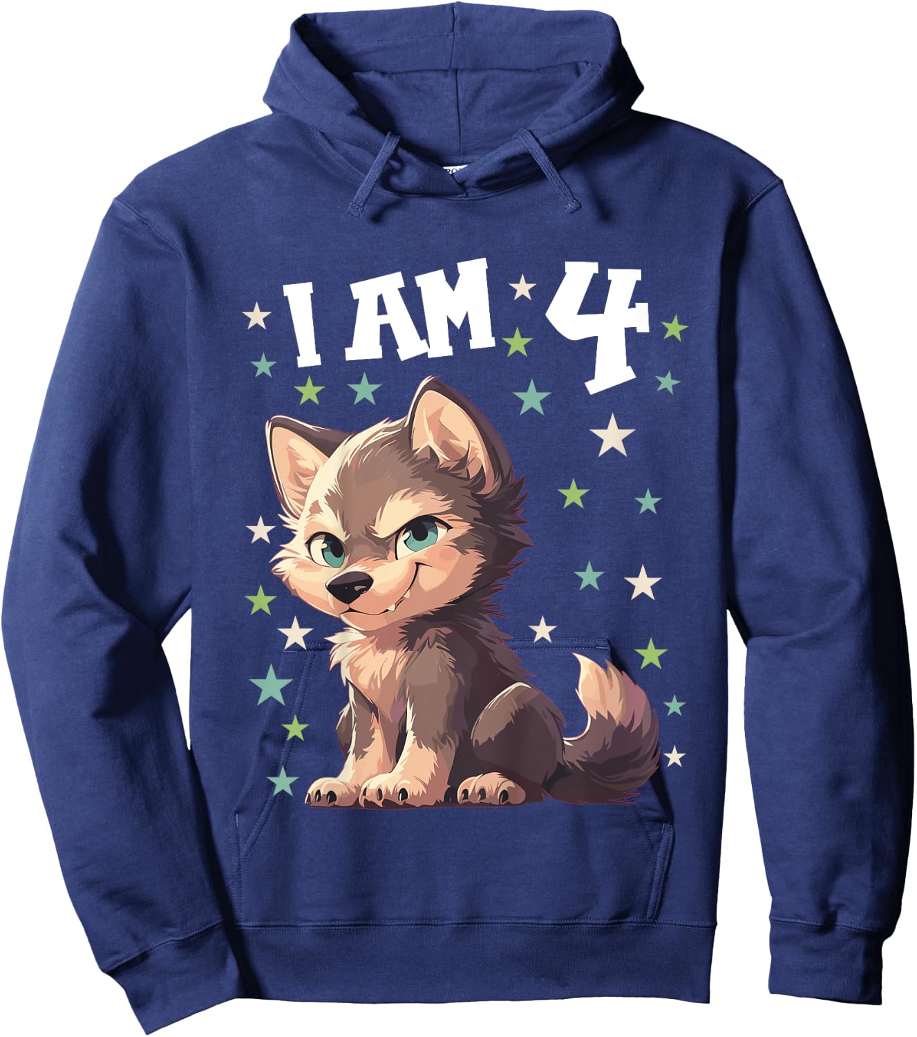 4 Years old 4 birthday Wolves Boy Girl Wolf Hoodie - Hoodie | Navy