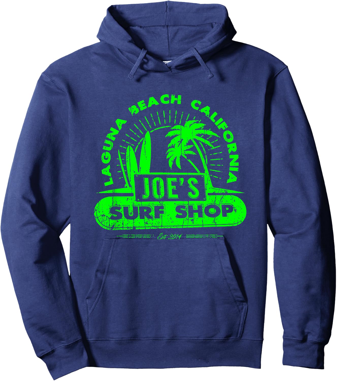 Joe's Surf Vintage Beach Green Logo Graphic Hoodie - Hoodie | Navy