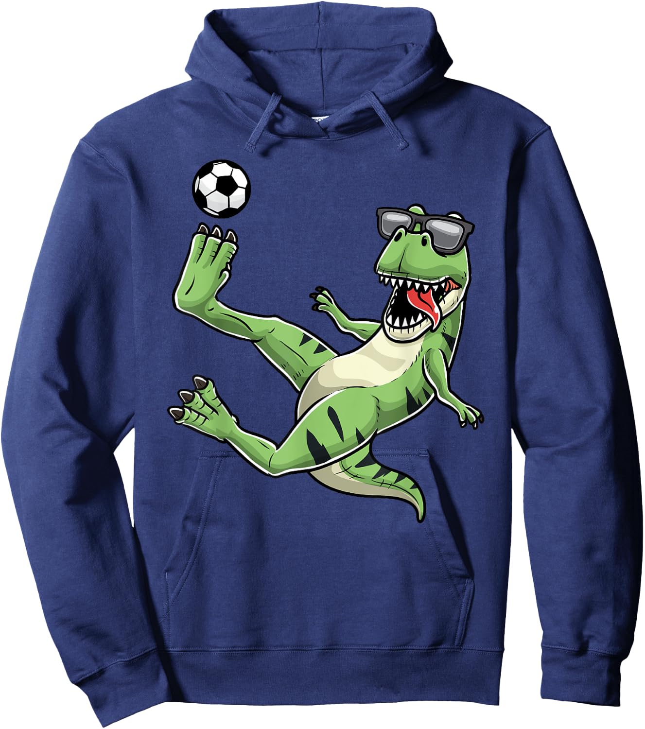 T-Rex Playing Soccer Dinosaur Soccer Player Hoodie - Hoodie | Navy