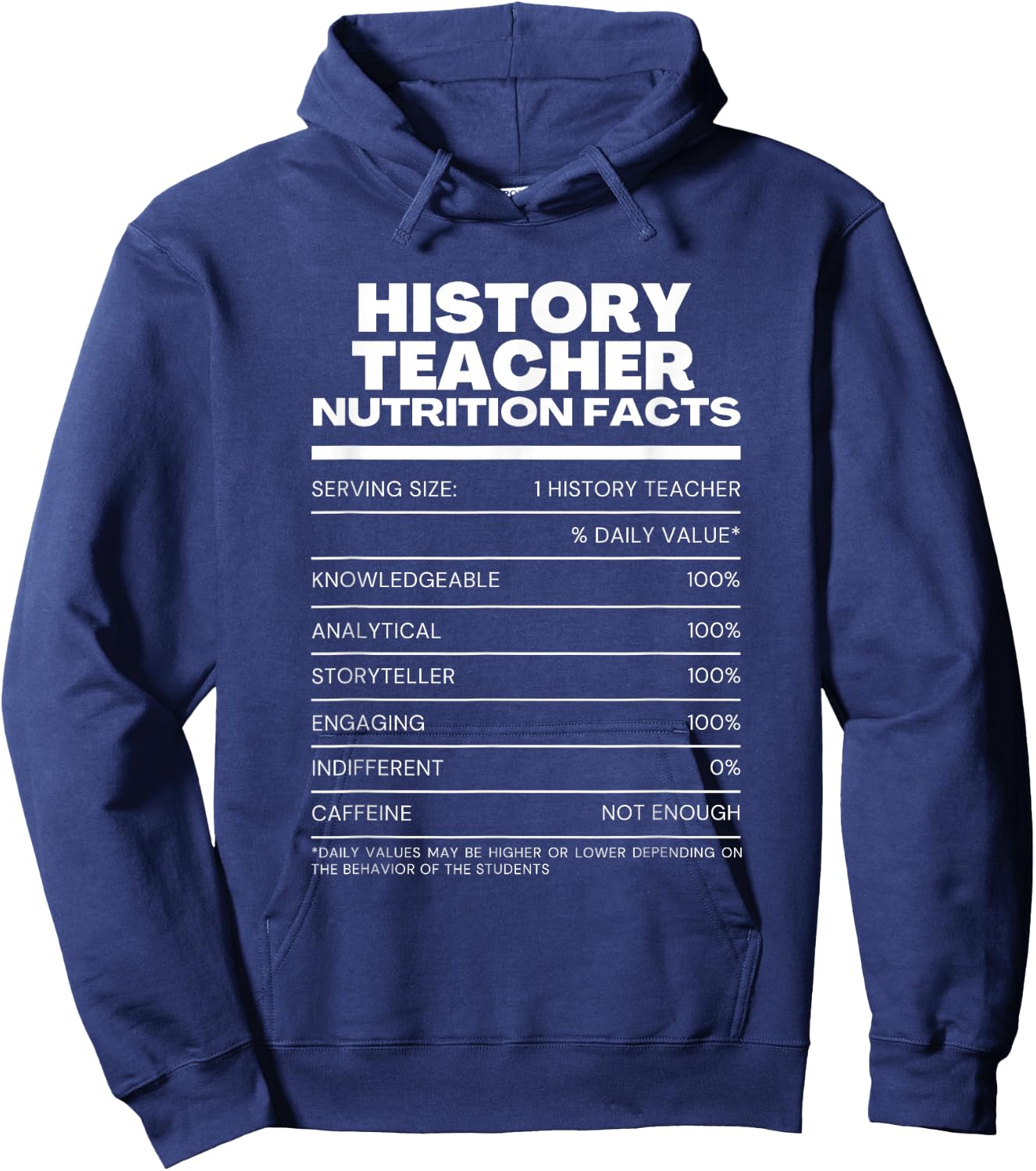 Funny History Teacher Nutrition Facts Hoodie - Hoodie | Navy