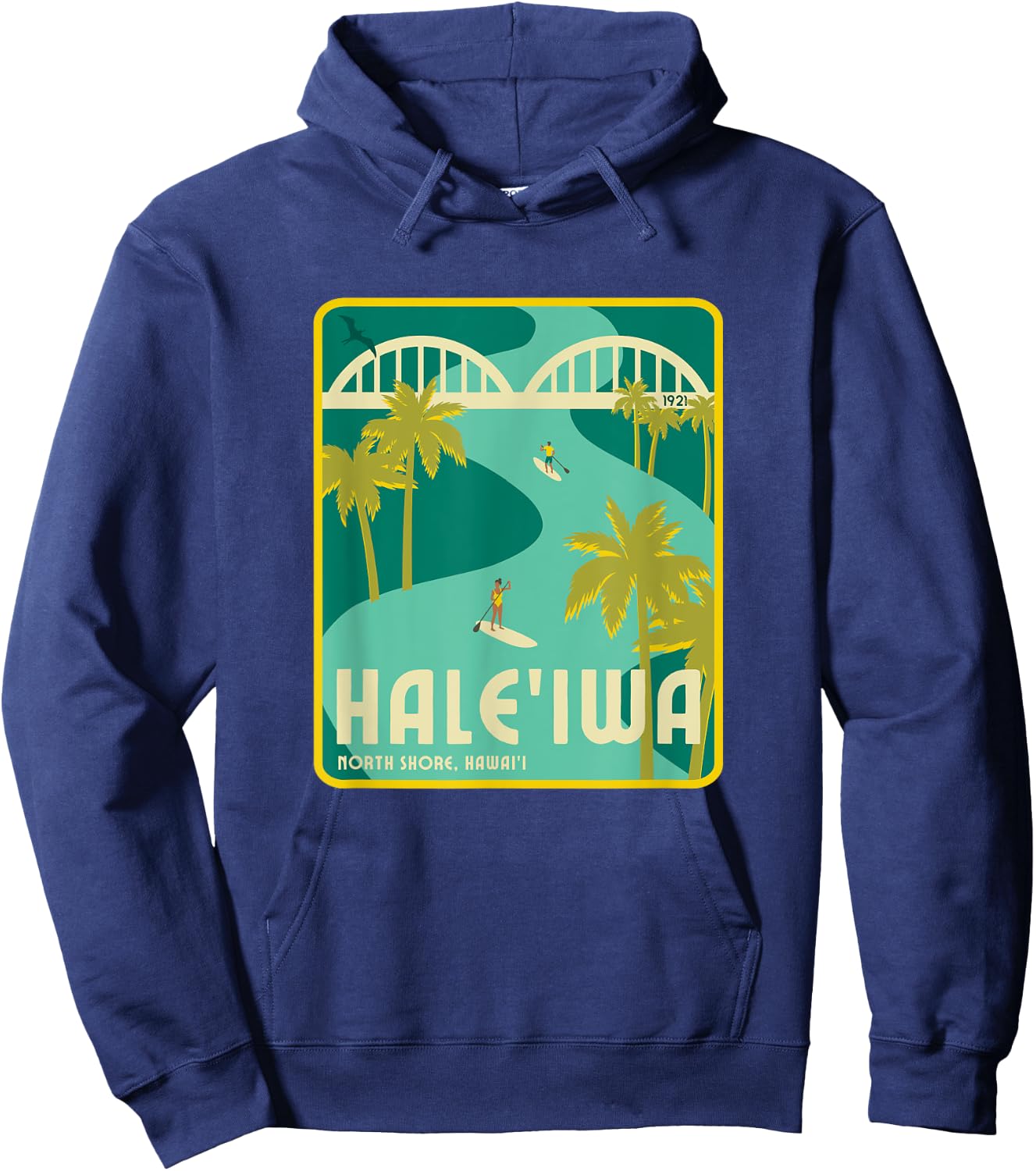 Retro Hale'iwa North Shore Hawaii Hoodie - Hoodie | Navy