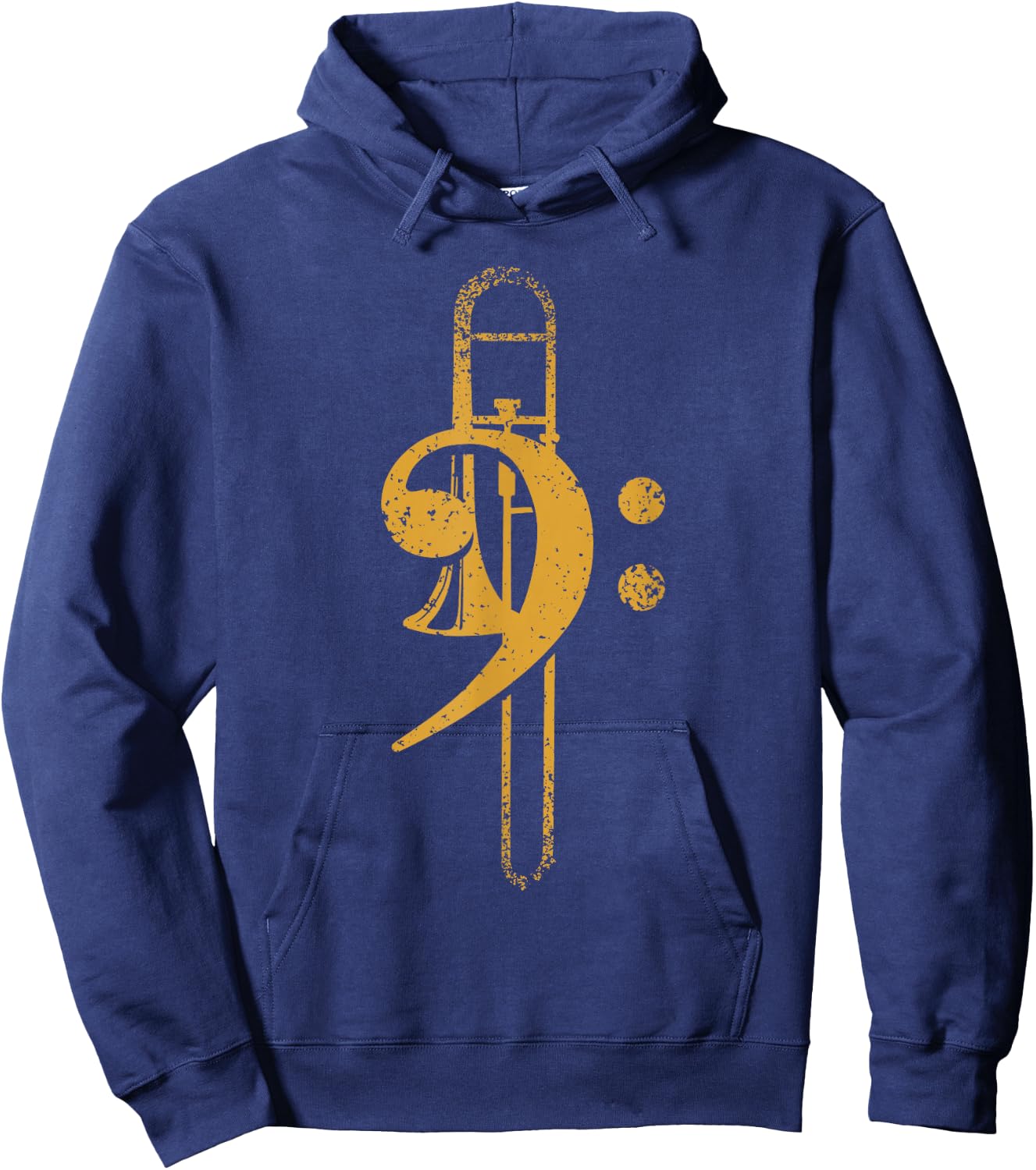 Vintage Bass Clef Trombone Hoodie - Hoodie | Navy