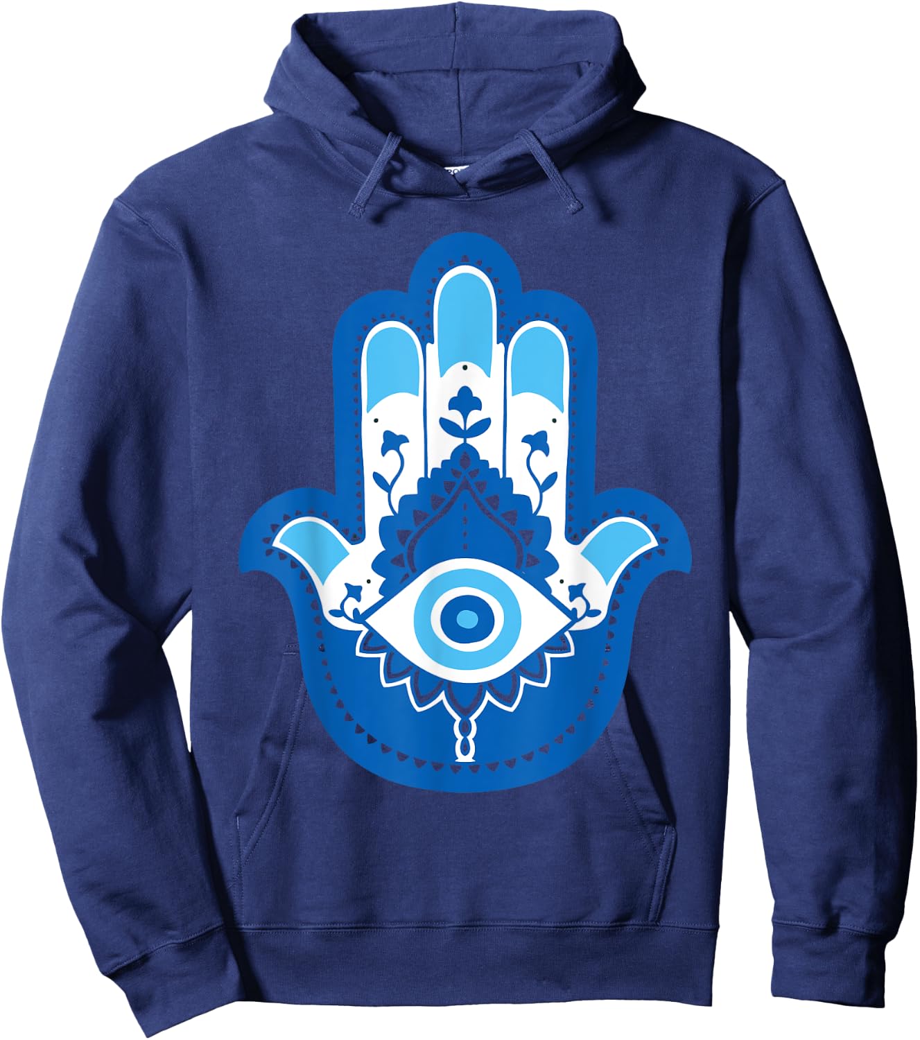 Hamsa Fatima Hand Yoga Graphic Hoodie - Hoodie | Navy