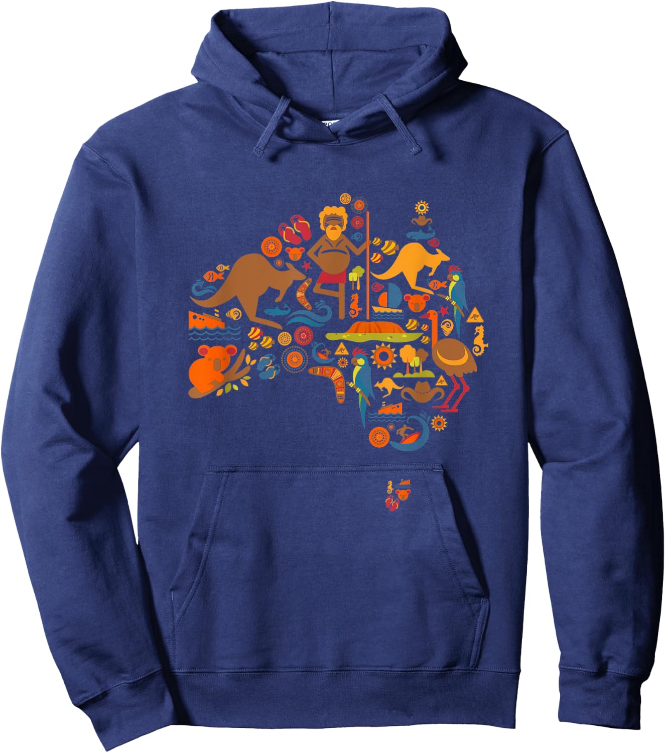 Australia Australian Elements Fun Map Hoodie - Hoodie | Navy