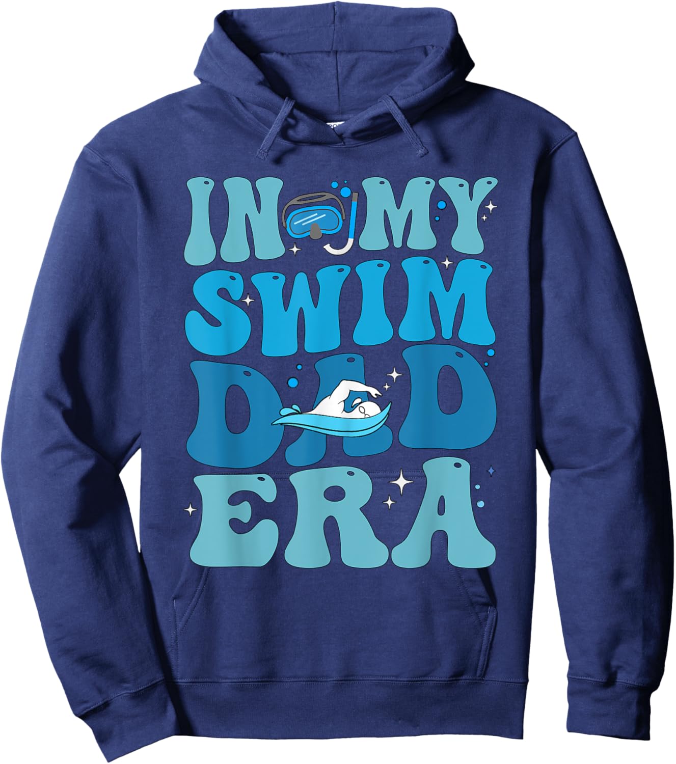 Groovy In My Swim Dad Era Swim Dad Funny Retro Hoodie - Hoodie | Navy