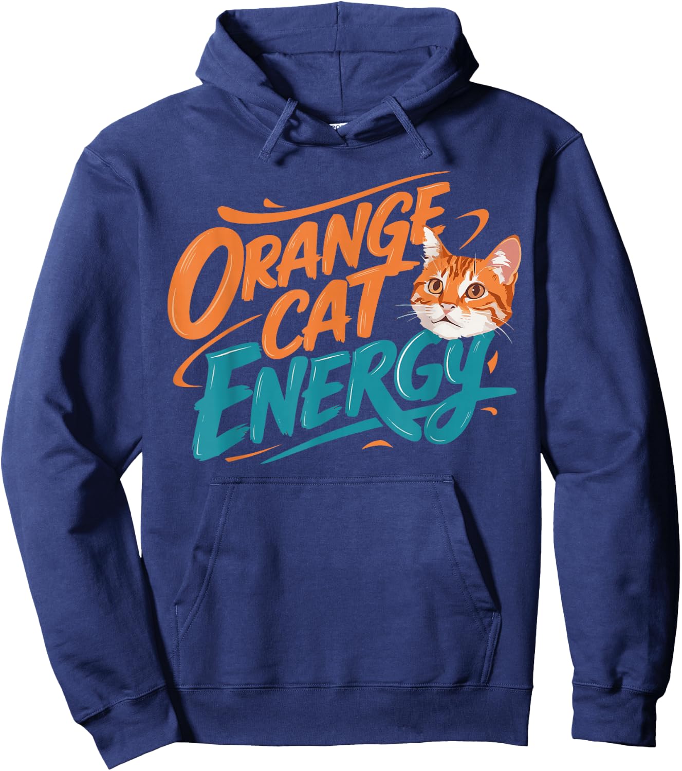 Orange Cat Energy Hoodie - Hoodie | Navy