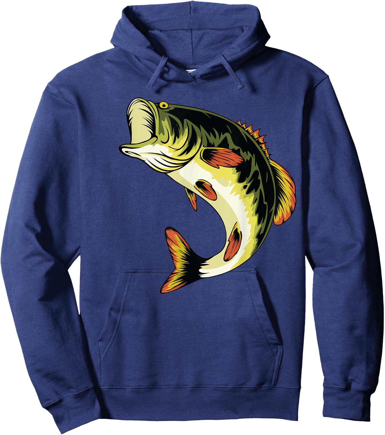 Fishing Graphic Large Mouth Bass Fish Hoodie - Hoodie | Navy