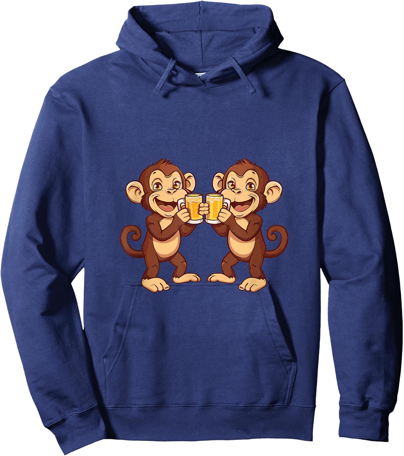 Funny Monkey With Beer | Birthday Party Hoodie - Hoodie | Navy