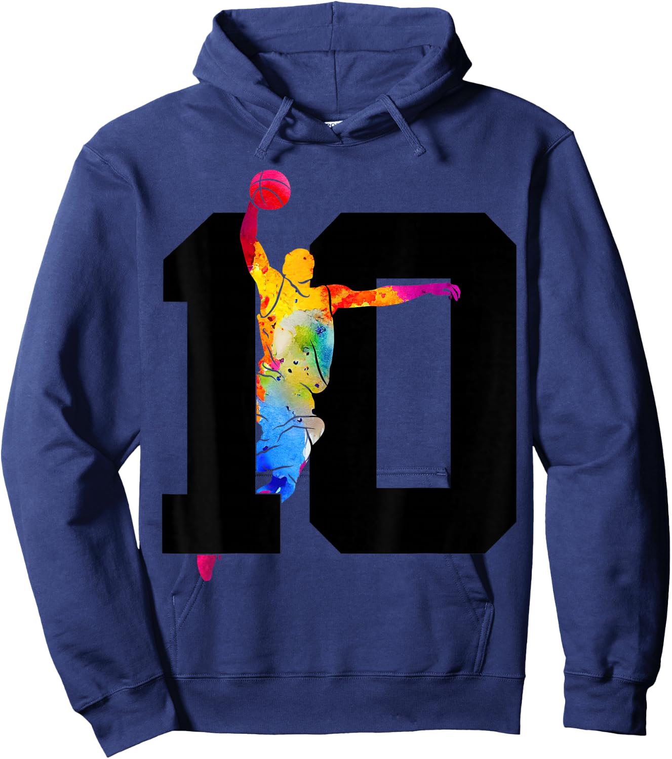 Number 10 Basketball 10th Birthday Hoodie - Hoodie | Navy