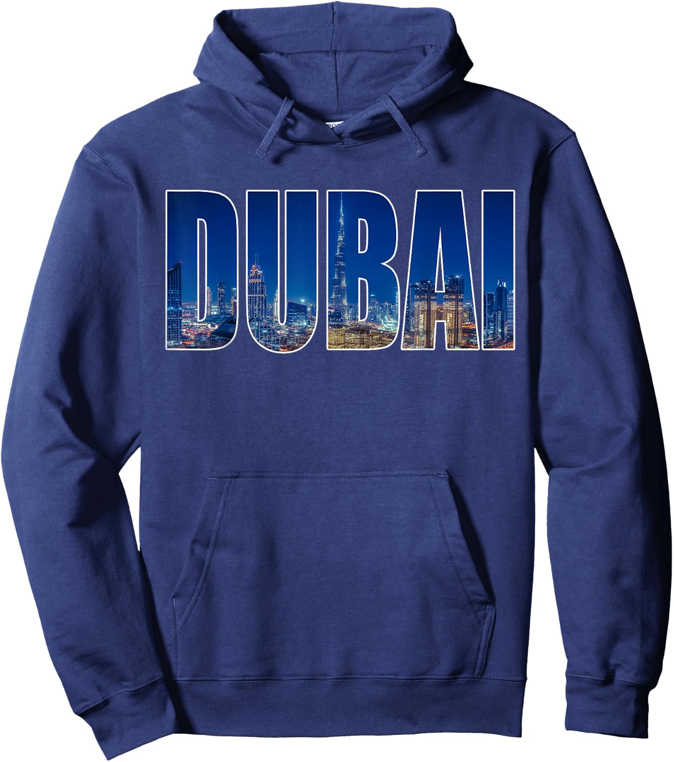 Dubai UAE Urban Skyline Photography Font Hoodie - Hoodie | Navy