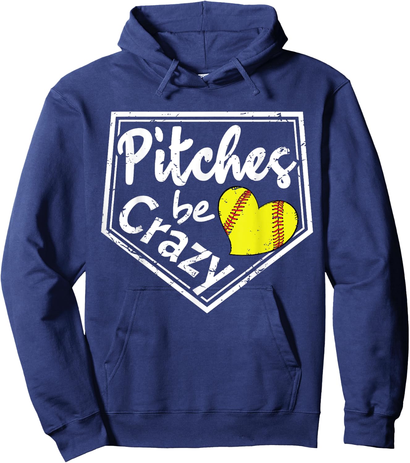 Pitches Be Crazy Softball Player Funny Hoodie - Hoodie | Navy