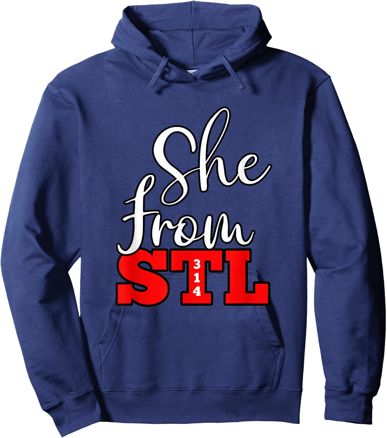 314 STL | She From St. Louis, Missouri Women Hoodie - Hoodie | Navy