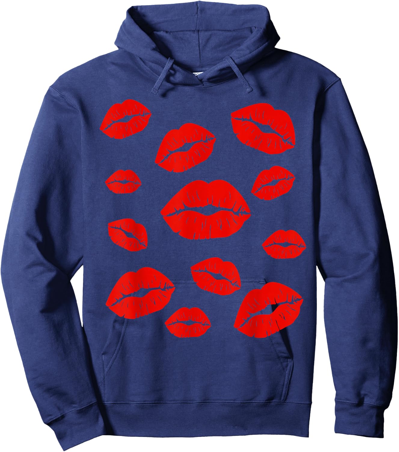 Kiss Lips All Over Kissy Lipstick Hoodie - Hoodie | Navy