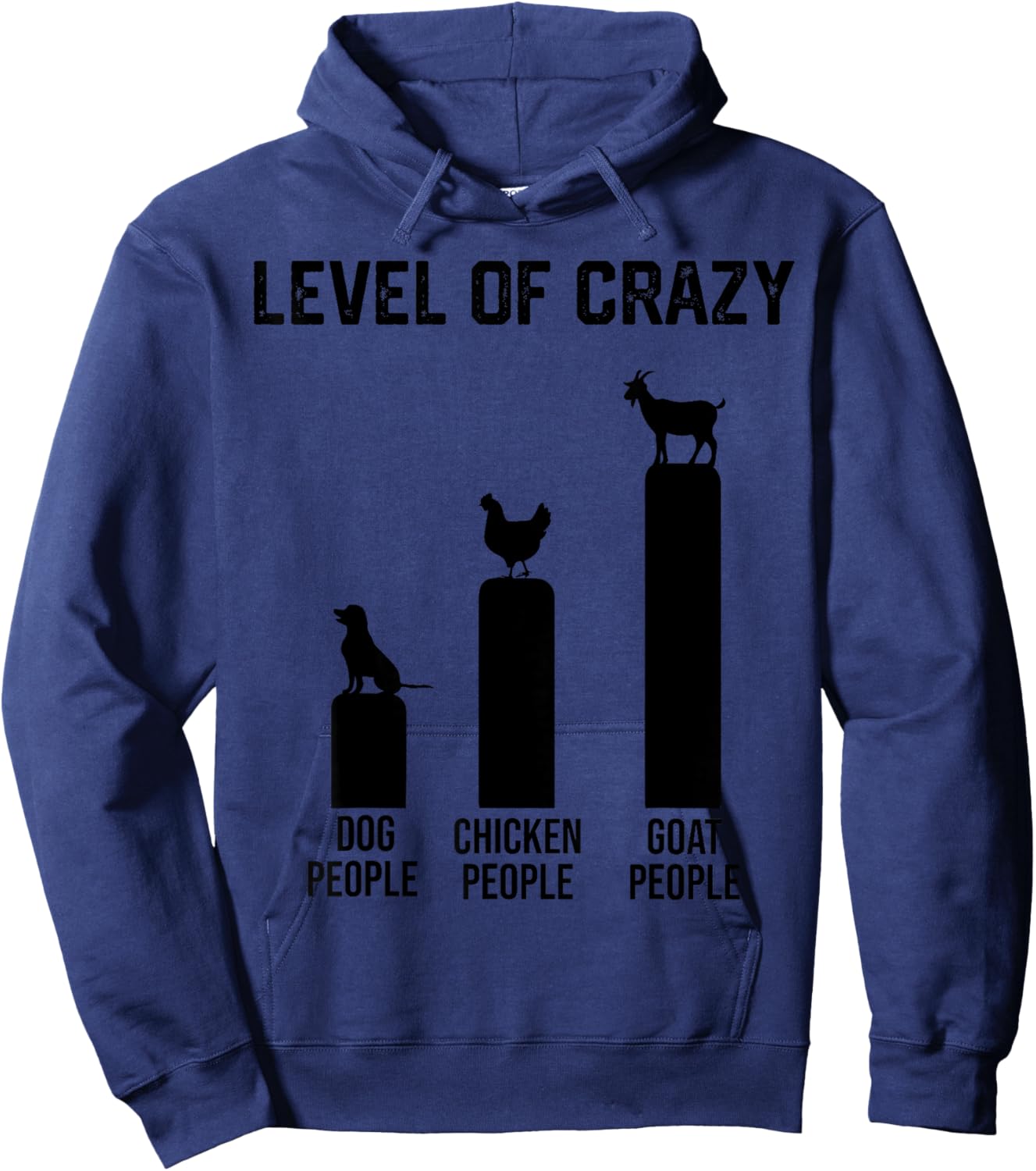 Funny Level of Crazy Goat and Chicken Hoodie - Hoodie | Navy