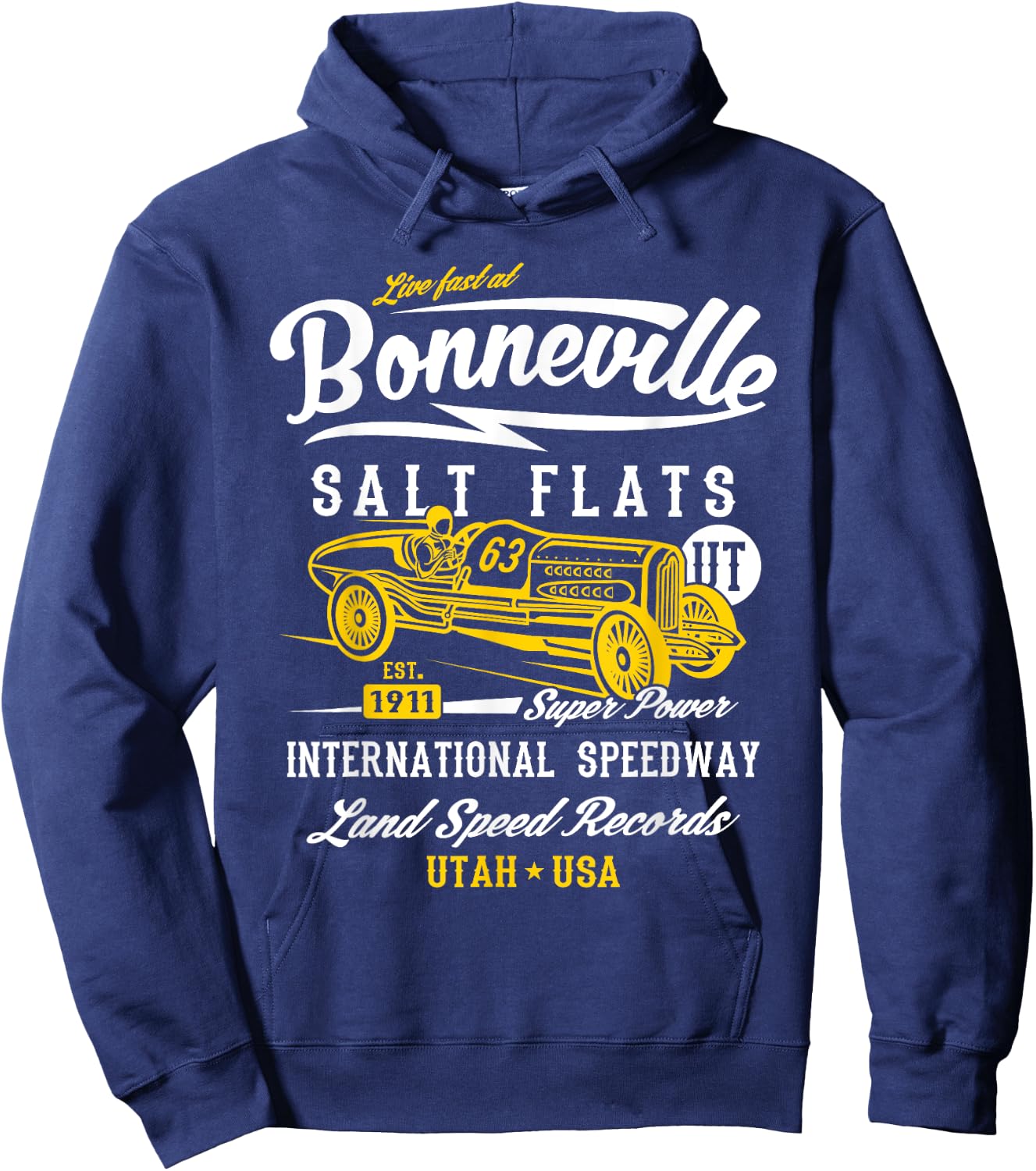 Bonneville Salt Flats Utah Speedway Design Hoodie - Hoodie | Navy