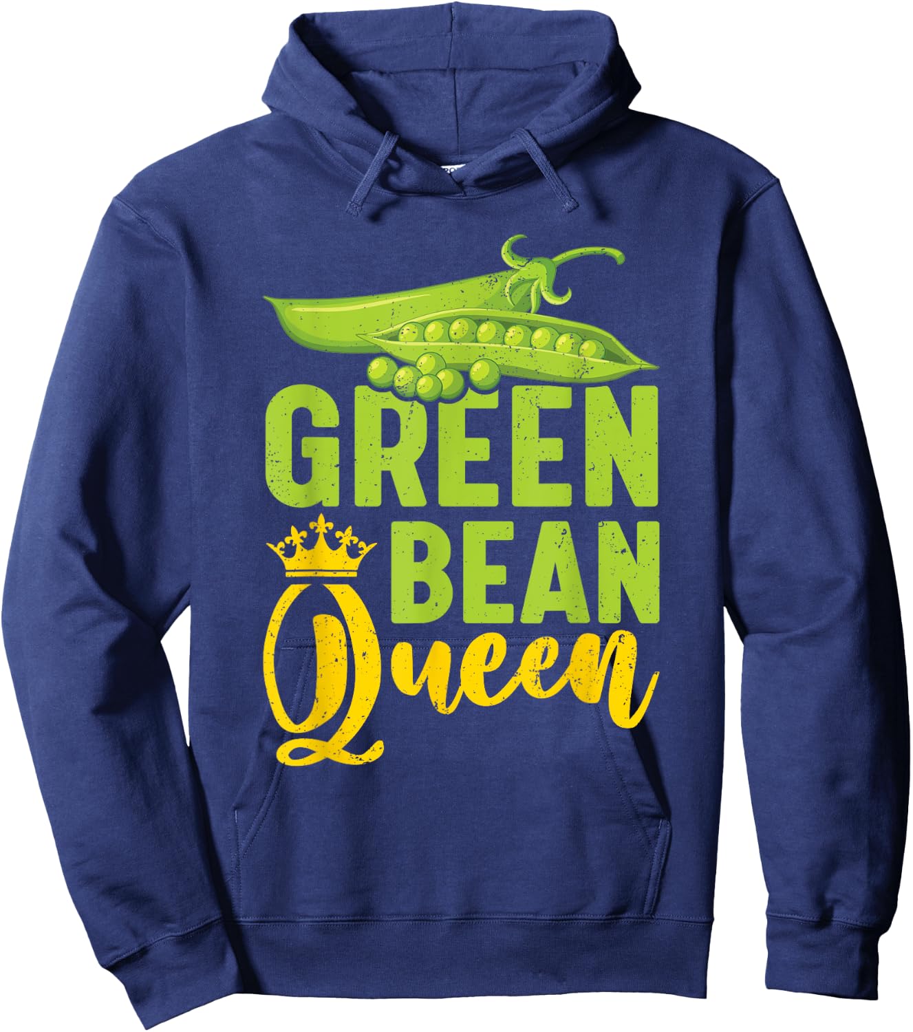 Green Bean Queen Funny Vegan Vegetarian Humor Hoodie - Hoodie | Navy