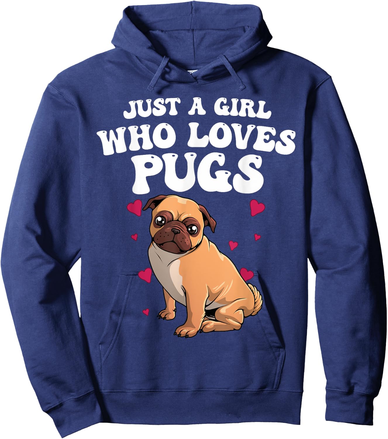 Cute Pug Design Girls Dog Owner Puppy Pug Lover Hoodie - Hoodie | Navy