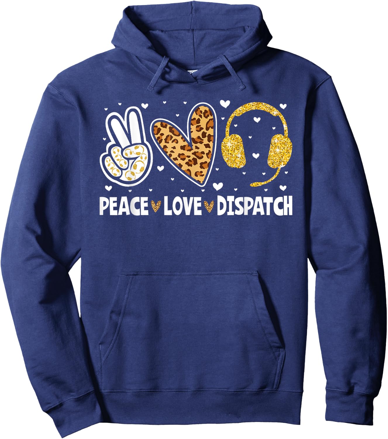 911 Dispatcher Peace Love Dispatch Operator EMS Hoodie - Hoodie | Navy