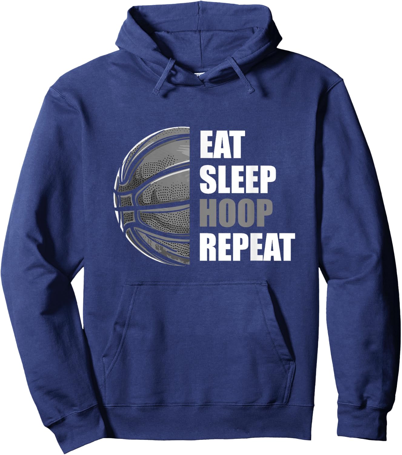 Eat Sleep Hoop Repeat Funny Basketball Hoodie - Hoodie | Navy