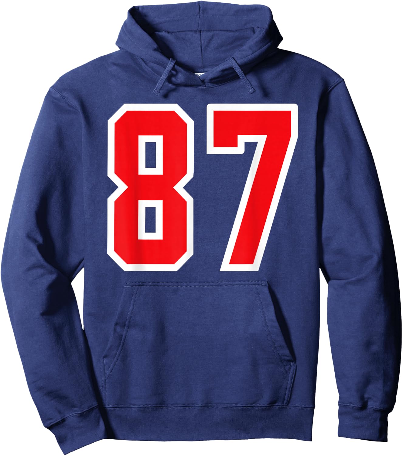 Number #87 White Red Varsity Number Hoodie - Hoodie | Navy