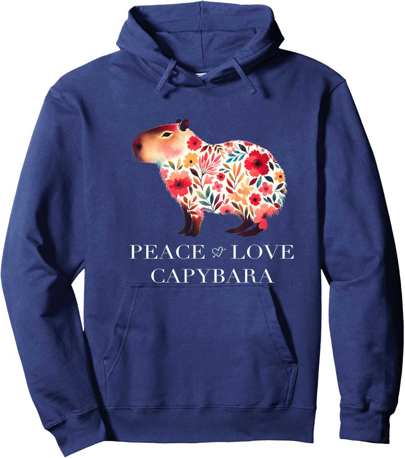 Capybara South American Rodent Floral Wildlife Hoodie - Hoodie | Navy