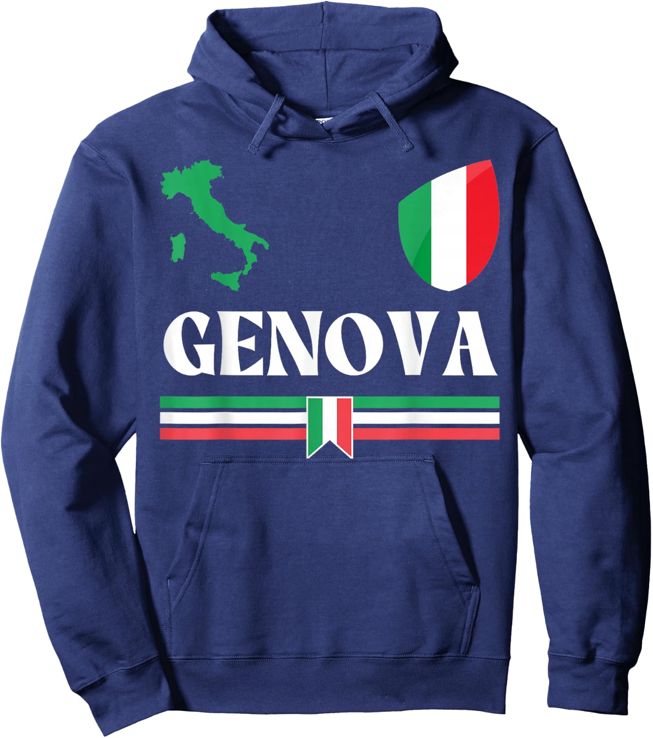 Genoa Italy Flag, Genova Italy, Genova, Genoa Hoodie - Hoodie | Navy