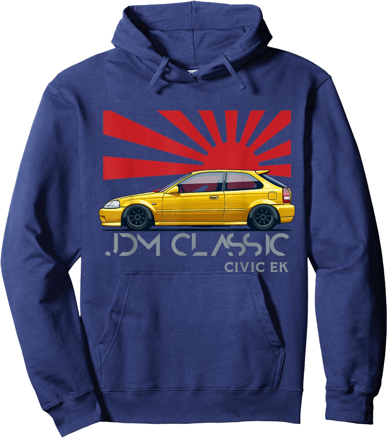 Civic EK Type R Japanese Car , Small, Black Hoodie - Hoodie | Navy