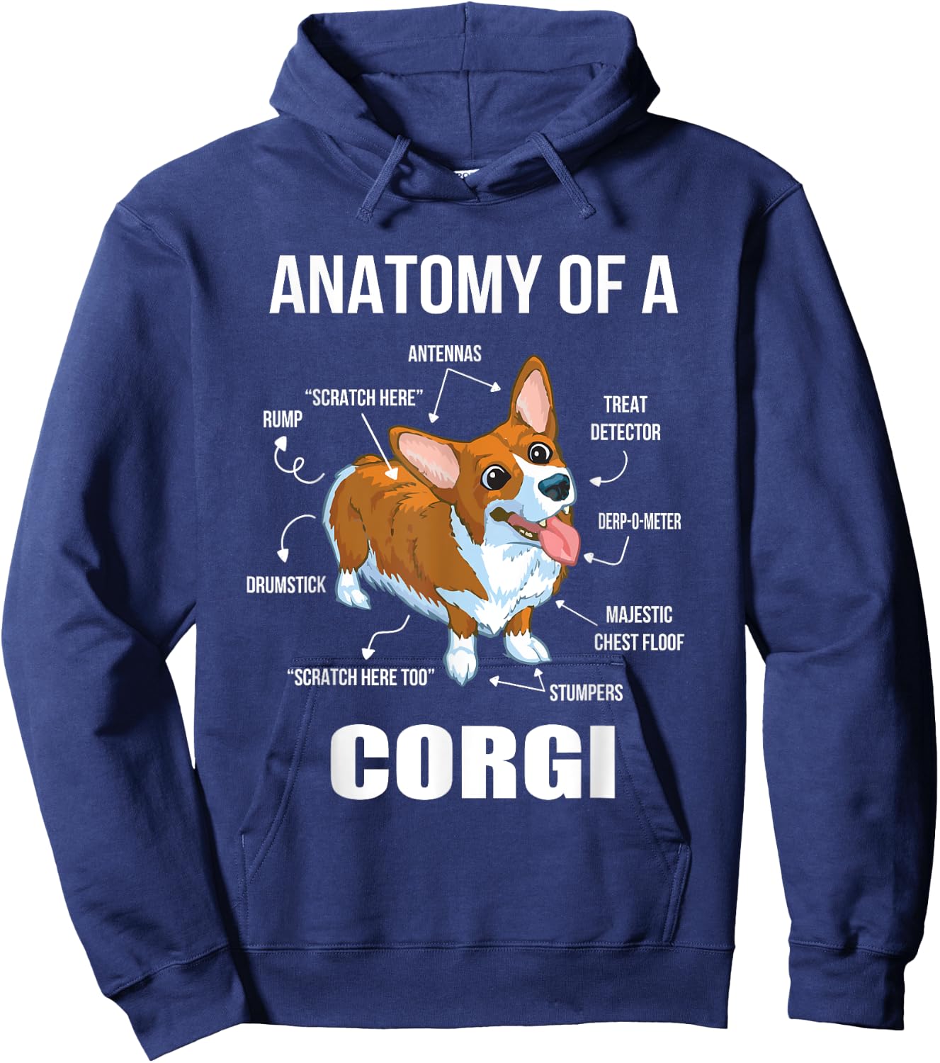 Anatomy of a Corgi Funny Dog Shirt Hoodie - Hoodie | Navy