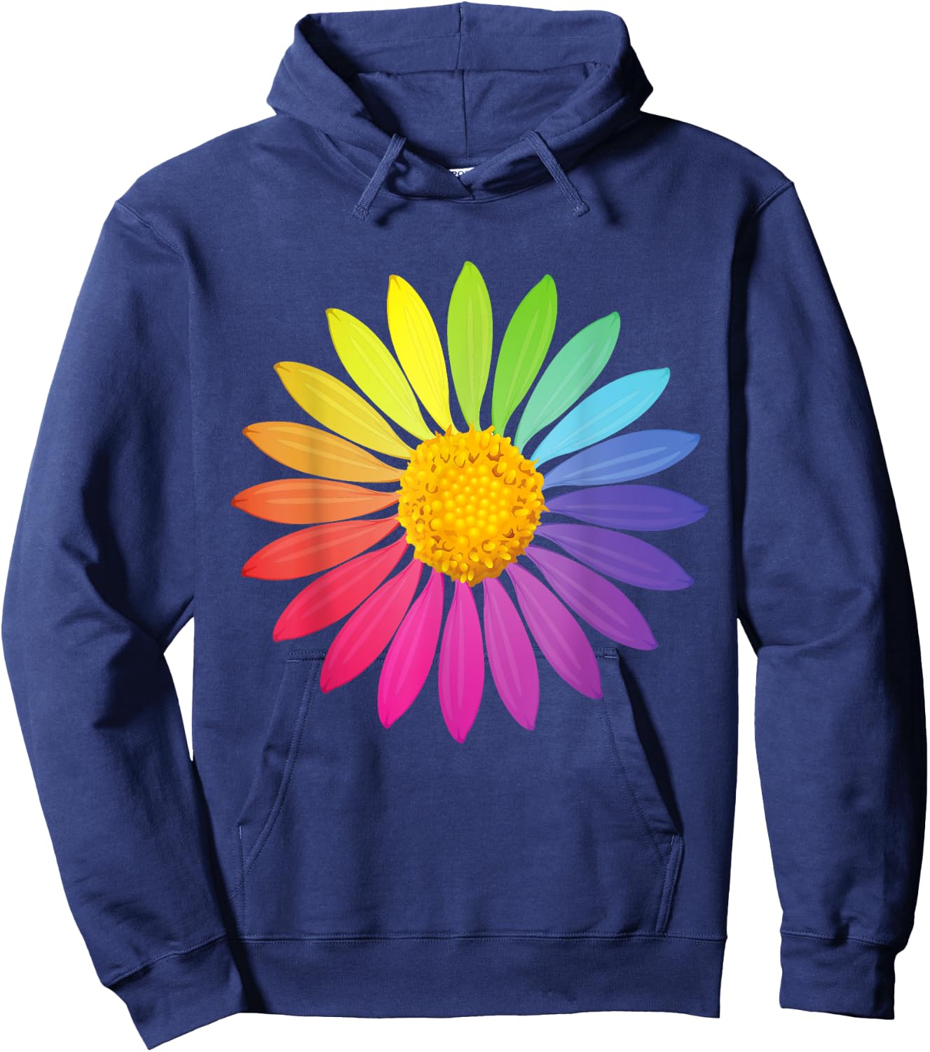 Rainbow Flower ROYGBIV Colorful Garden Rainbow Hoodie - Hoodie | Navy