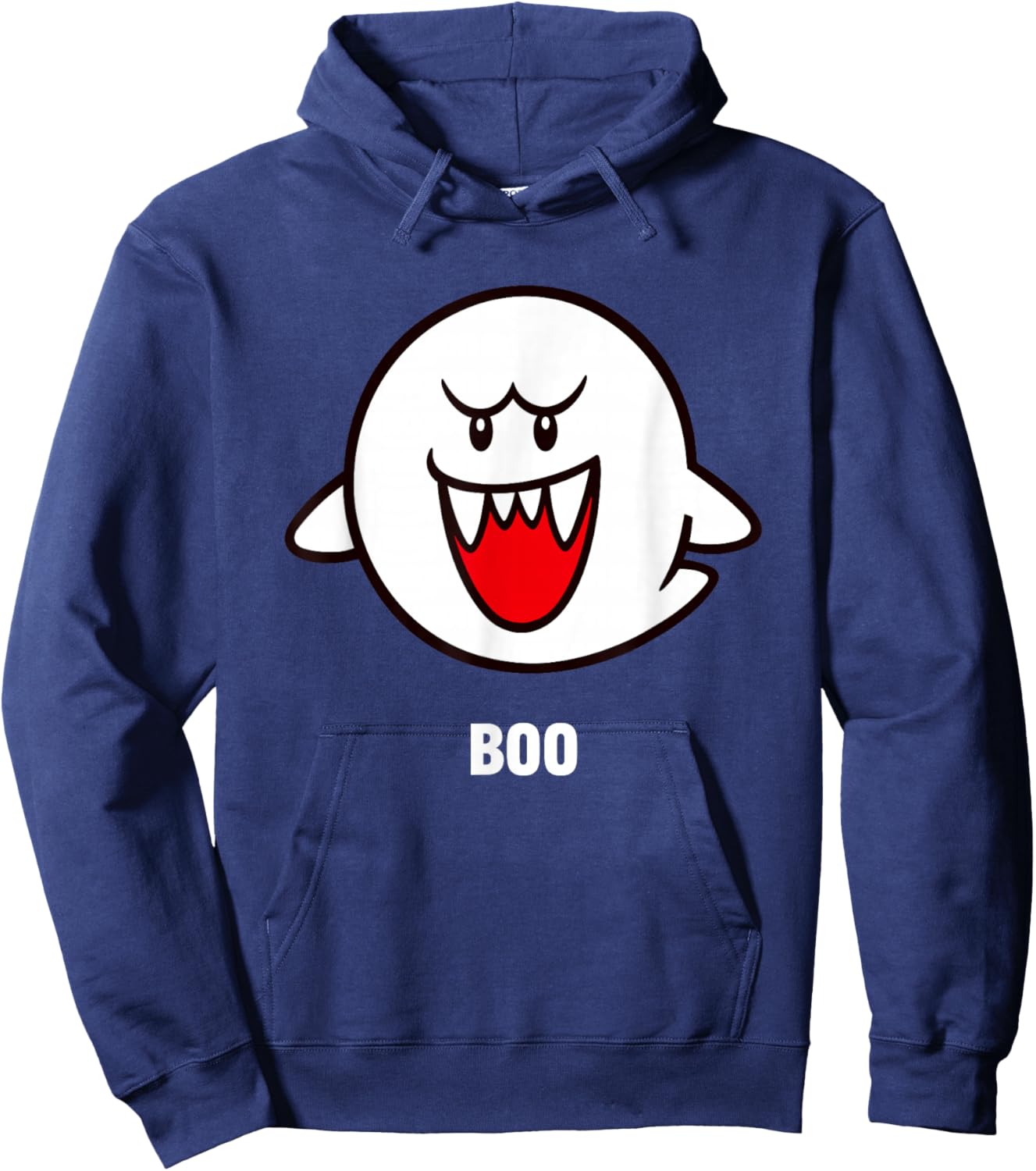 Super Mario Bros Boo Spooky Ghost Center Icon Hoodie - Hoodie | Navy
