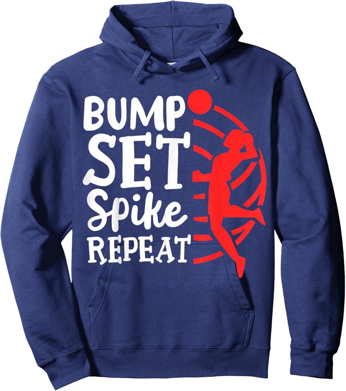 Volleyball Bump Set Spike Repeat Hoodie - Hoodie | Navy