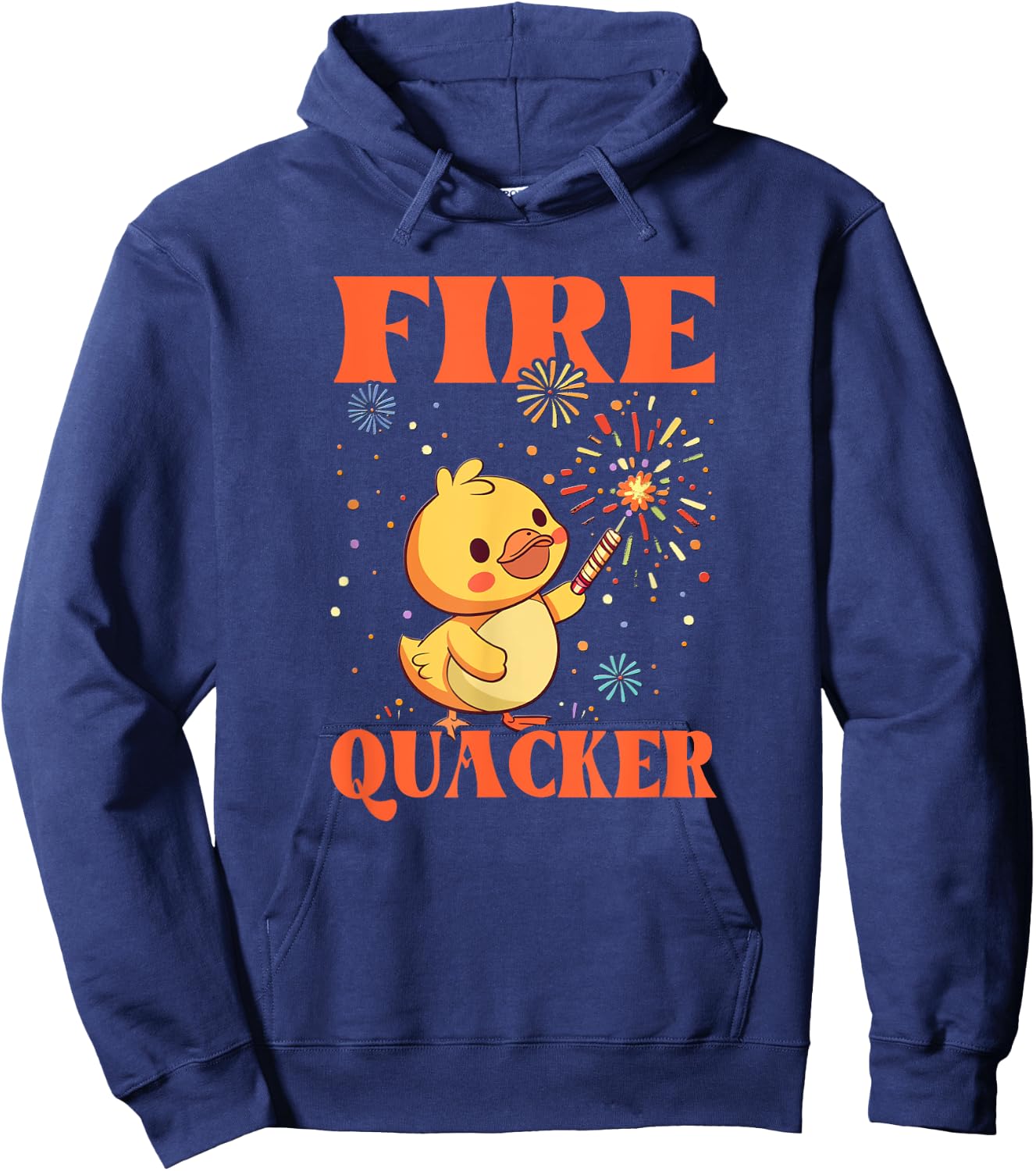 Funny Fireworks with Goose Duck - Fire Quacker Hoodie - Hoodie | Navy