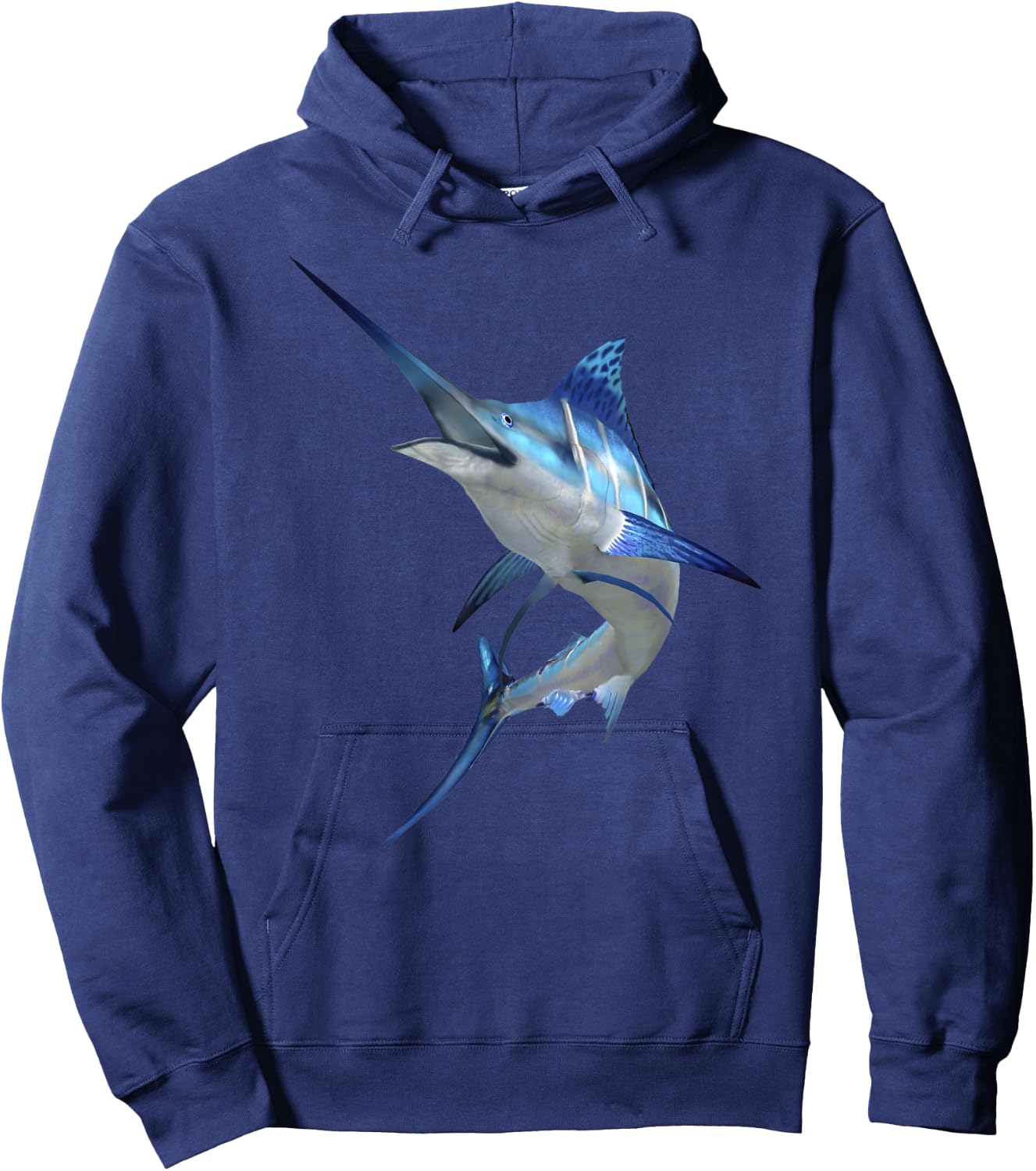 Beautiful Blue Marlin Fishing Short Sleeve Hoodie - Hoodie | Navy