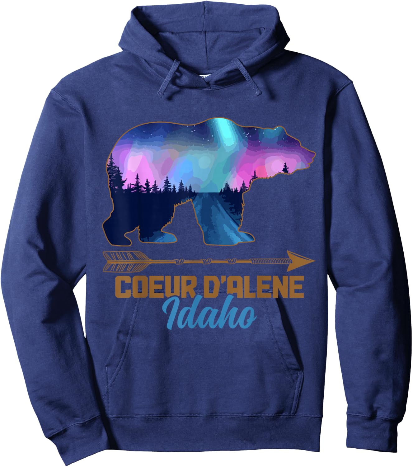 Coeur D'Alene Idaho Bear Pride Vintage Souvenir Hoodie - Hoodie | Navy