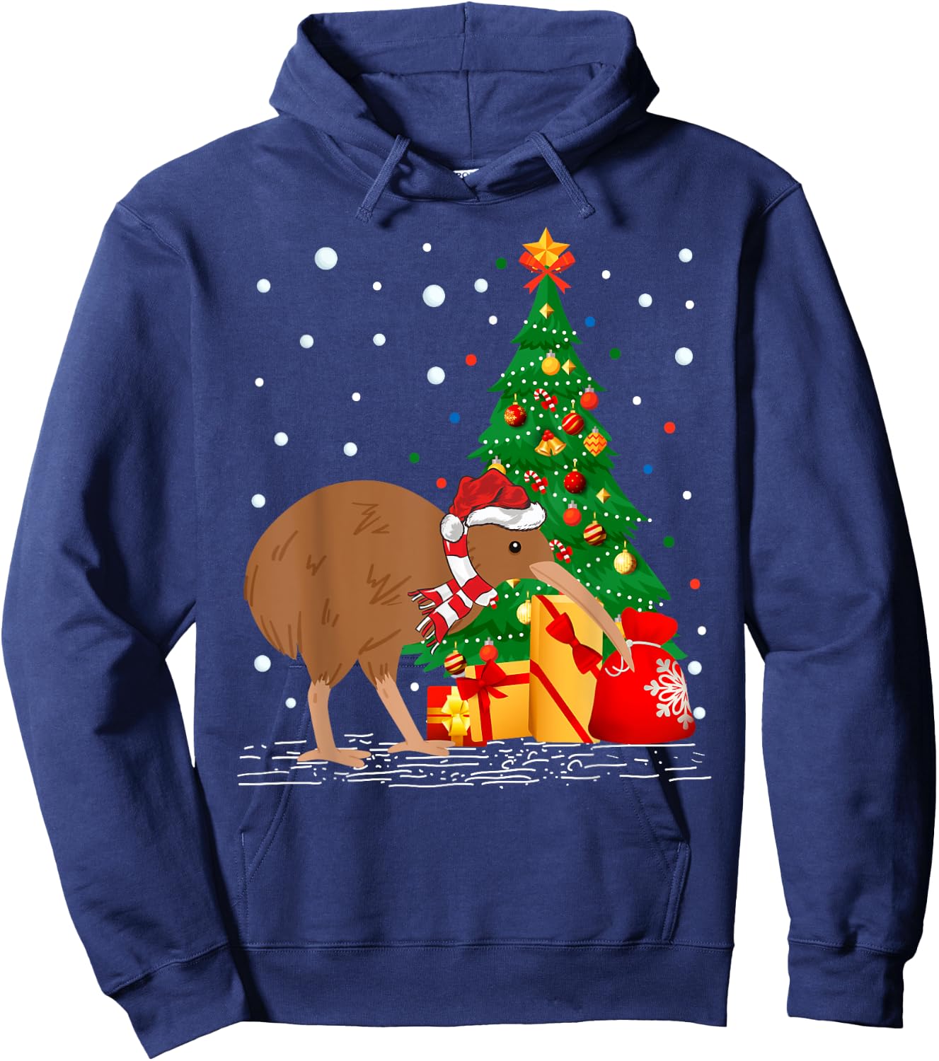 Kiwi Bird Lover Gift Santa Hat Kiwi Christmas Hoodie - Hoodie | Navy