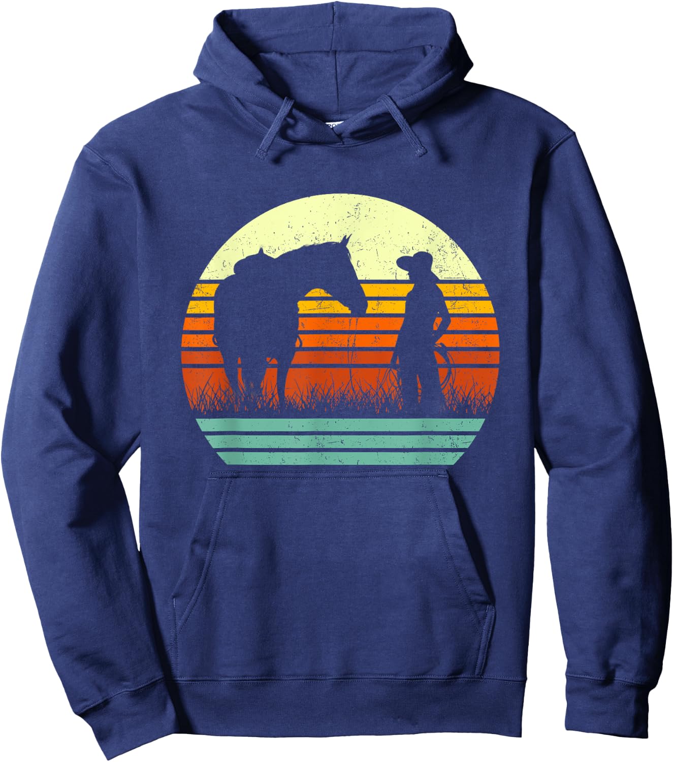 Retro Horse Lover & Girl I Love My Horses Hoodie - Hoodie | Navy