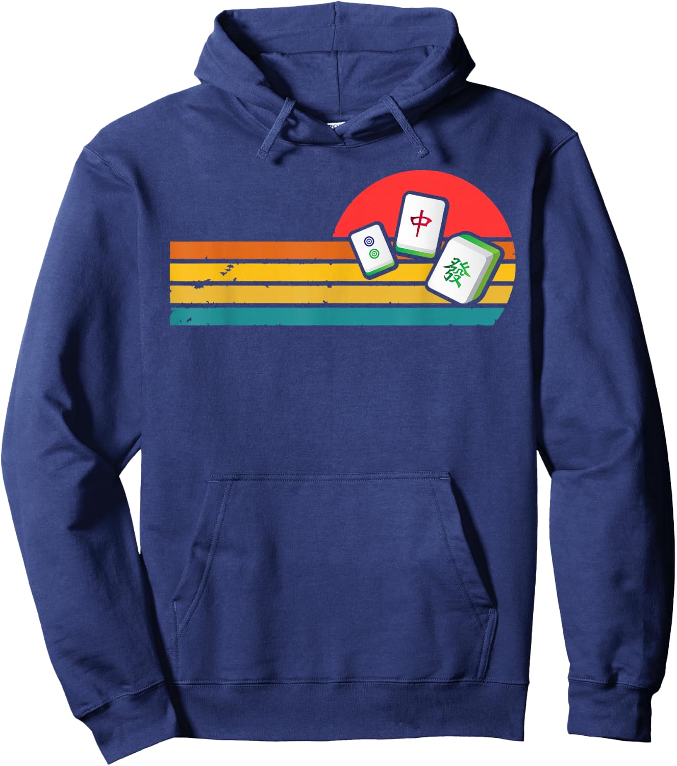Mahjong Chinese 80s Retro Mah Jongg Hoodie - Hoodie | Navy