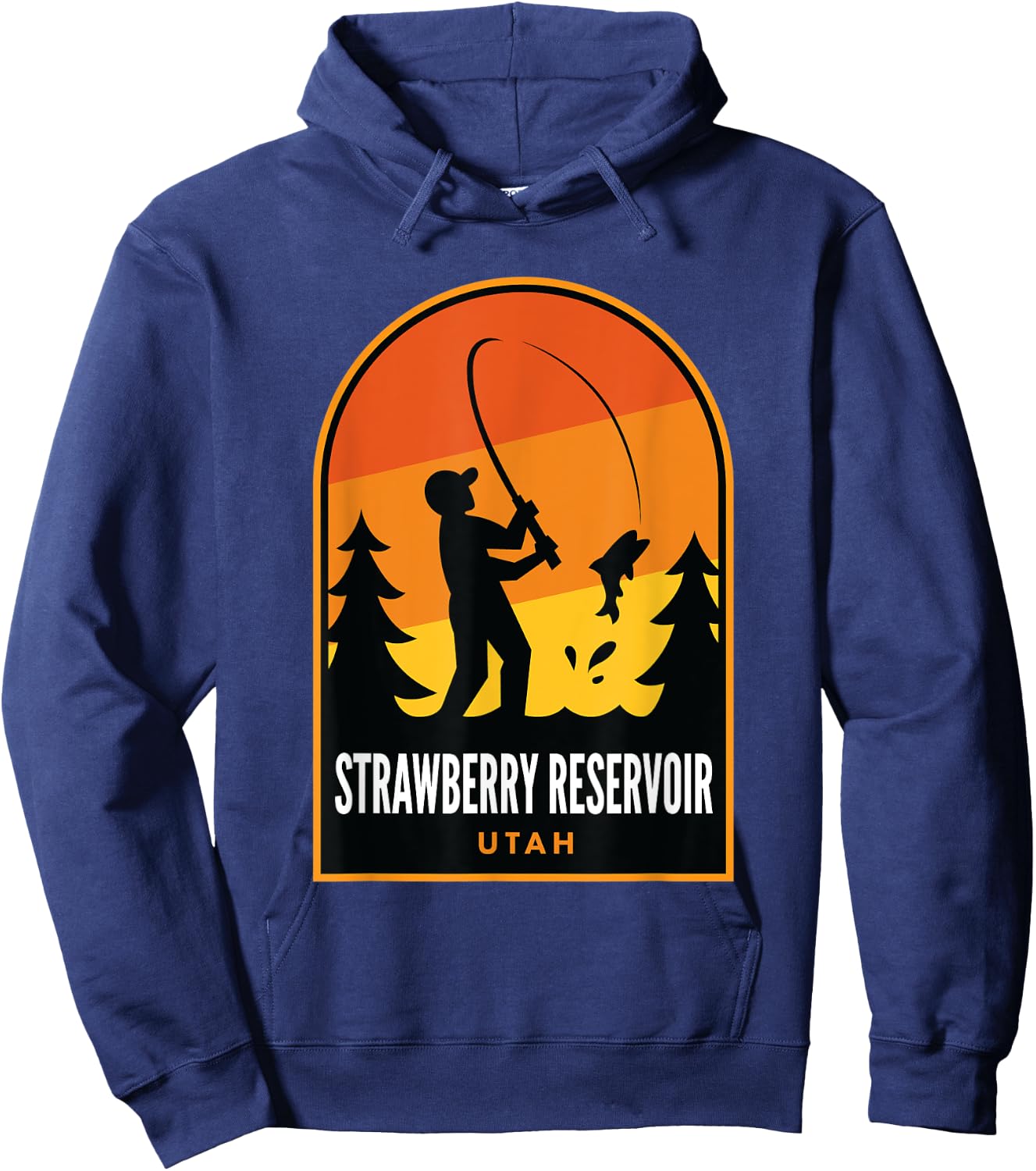 Strawberry Reservoir Utah Fishing Hoodie - Hoodie | Navy