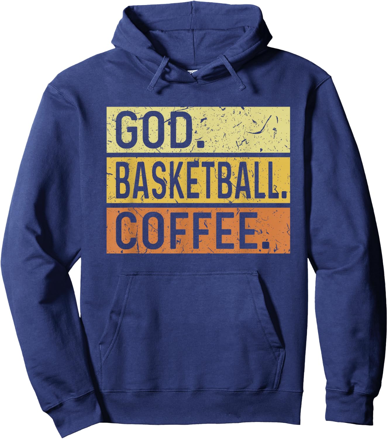 God Basketball Coffee Retro Vintage Distressed Hoodie - Hoodie | Navy