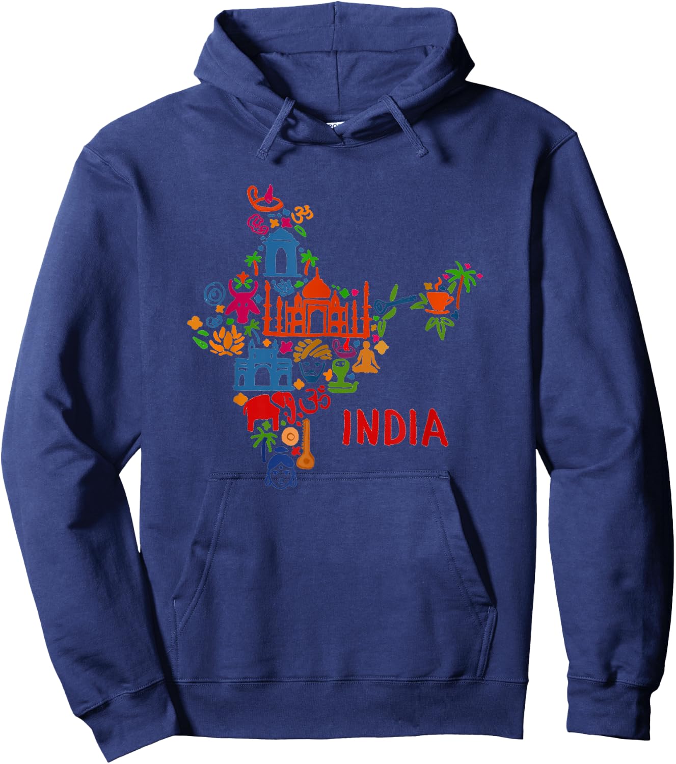 India Elephant Cards Shadow Taj Mahal Hoodie - Hoodie | Navy