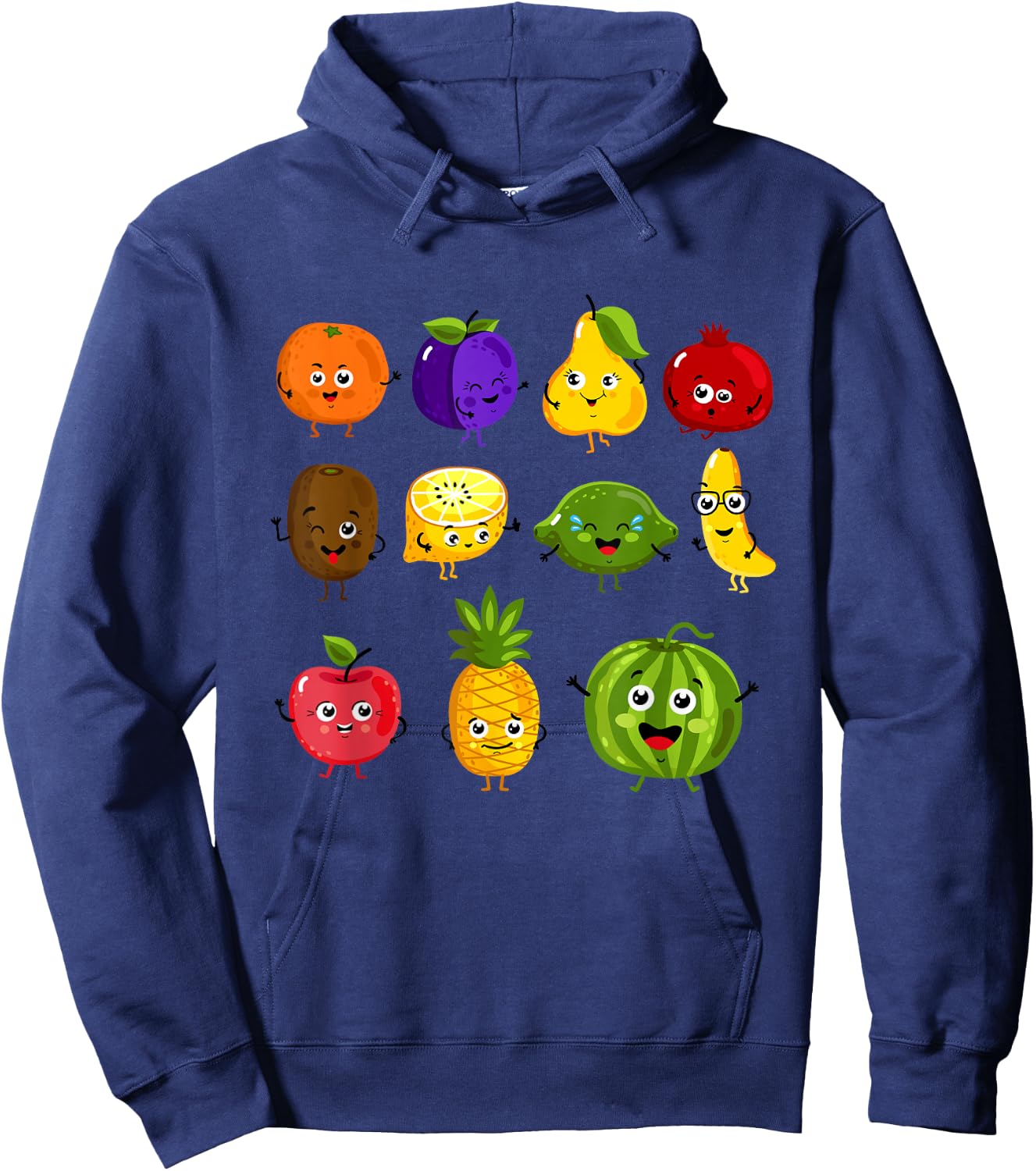 Funny Fruits Collage Fruit and Vegetables Hoodie - Hoodie | Navy