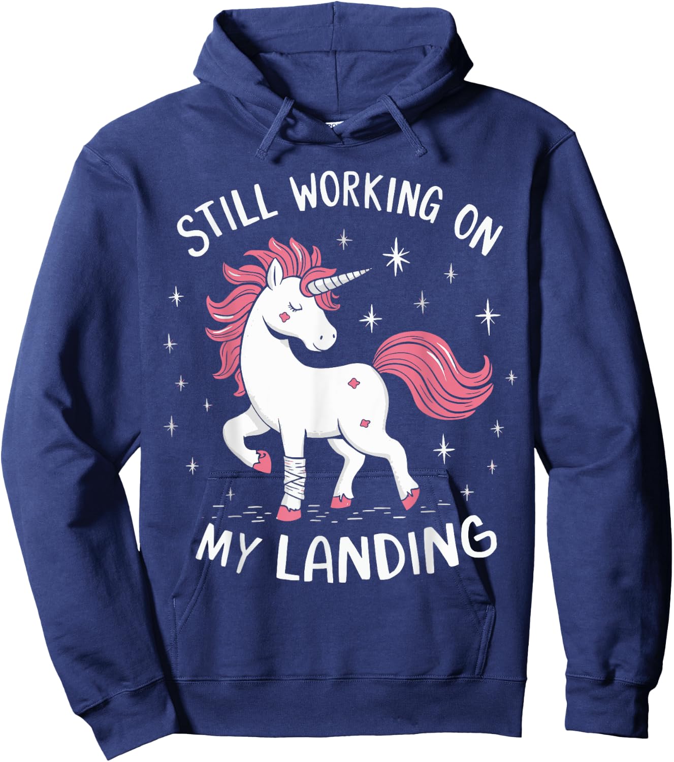 Still Working On My Landing Unicorn Broken Bone Hoodie - Hoodie | Navy
