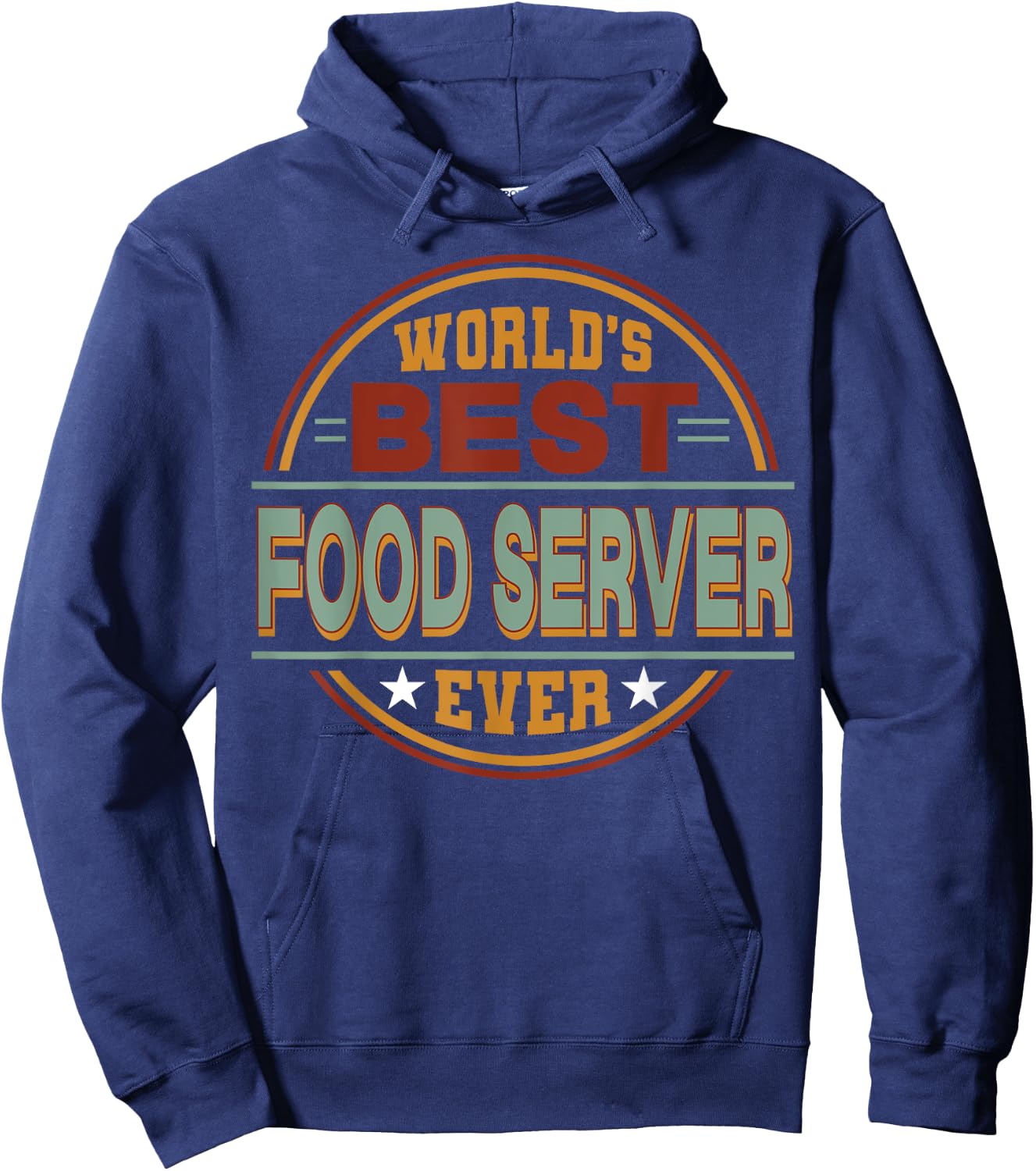 Retro Badge Worlds Best Food Server Hoodie - Hoodie | Navy